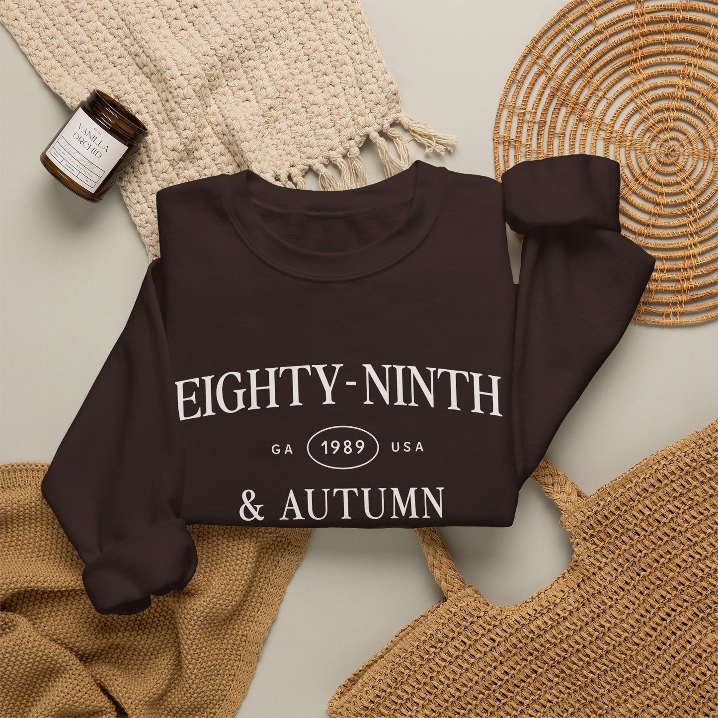 Crewneck Sweatshirt — Minimal White Embossed Logo Casual Pullover